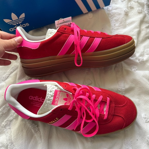 2024 ADIDAS GAZELLE BOLD COLLEGIATE RED LUCID PINK WOMENS - Picture 6 of 14